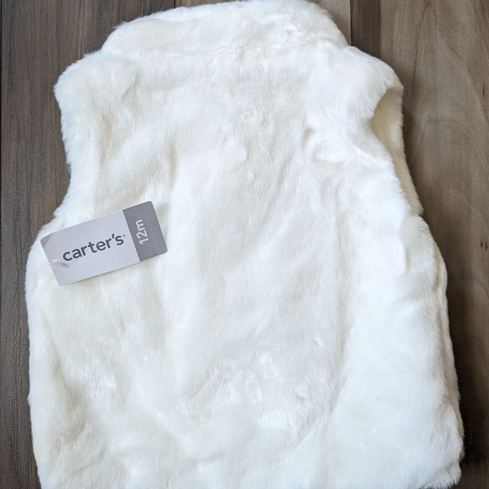 NWT Carter's Baby Toddler Girl's Faux Fur Vest High Neck White 12M, 24M - Picture 3 of 5